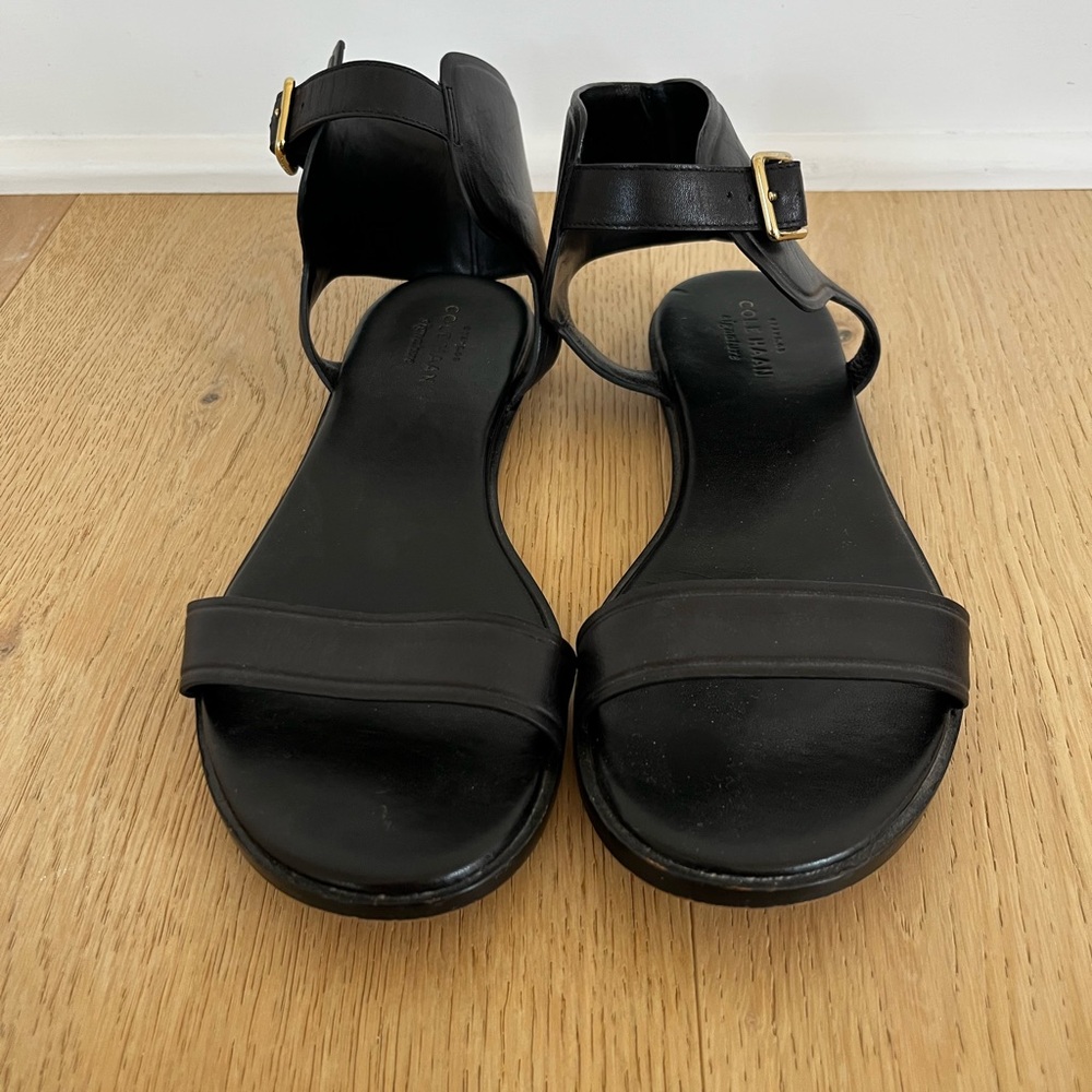 Cole Haan Black and Gold Minimalist Sandals